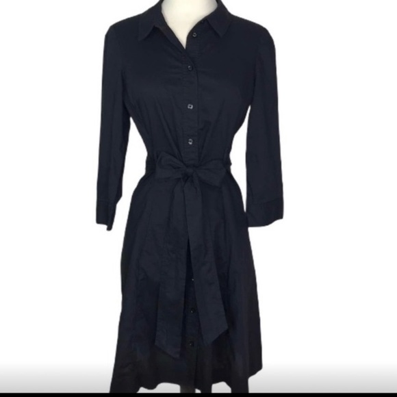 Kate Spade Belted Classic Button Down Shirt Dress with Sash Tie Black Size 2 - Picture 5 of 13